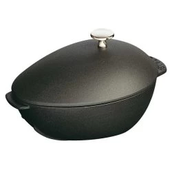 Staub Mussel Pot In Cast Iron, Nickel Lid-knob, Black