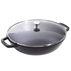 Staub Small Wok In Cast Iron With Glass Lid, Black